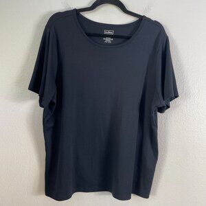 LL Bean‎ Womens Plus 1X Black 100% Supima Cotton Short Sleeve T Shirt Top